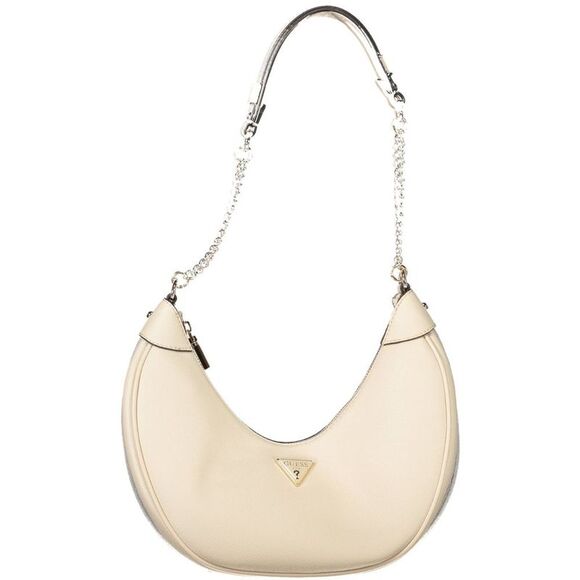 Guess Jeans Crescent Shoulder Bag Women Beige Handbags